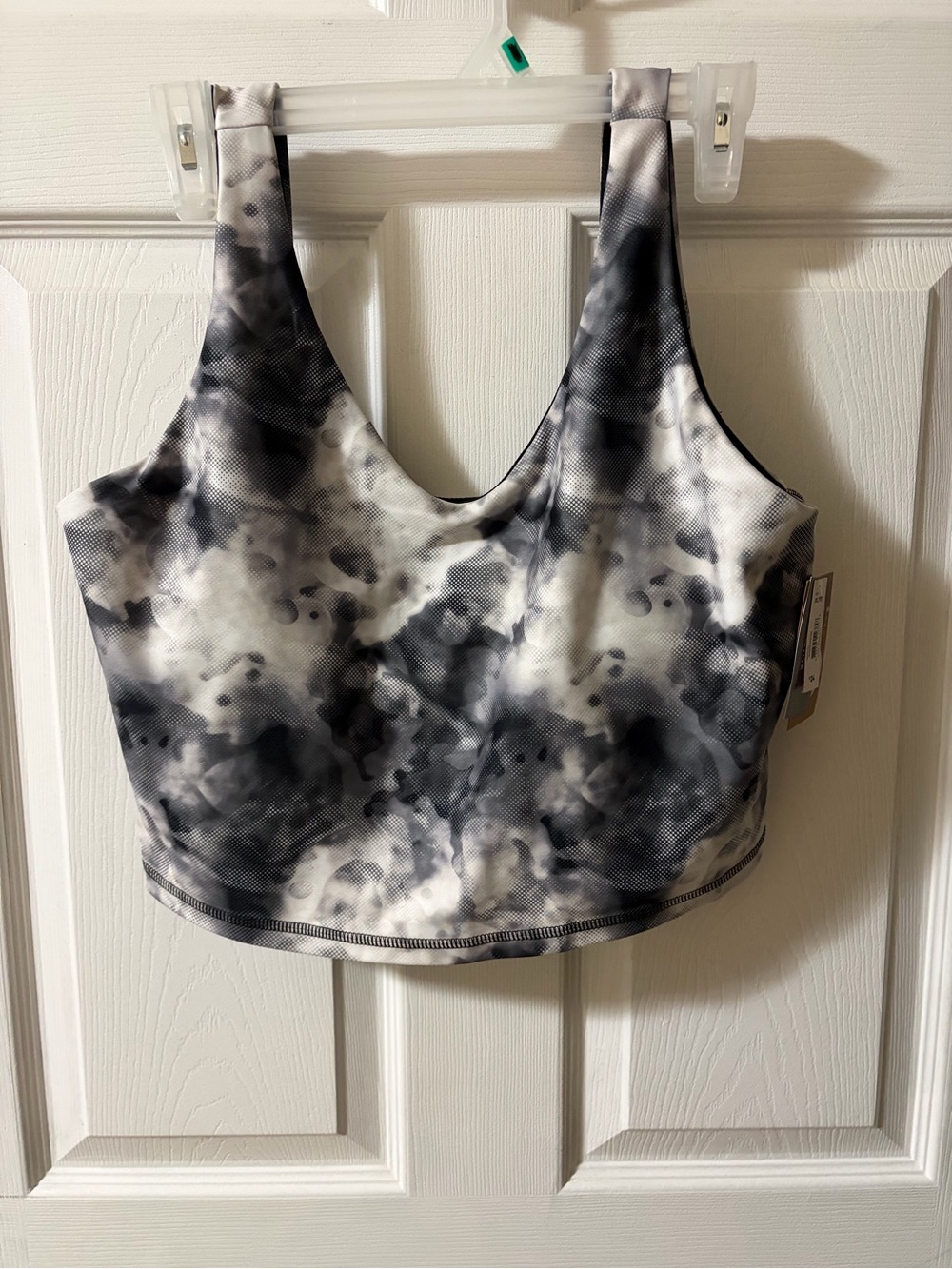 Joe Fresh Black & White Marble-Print Scoop Crop Tank